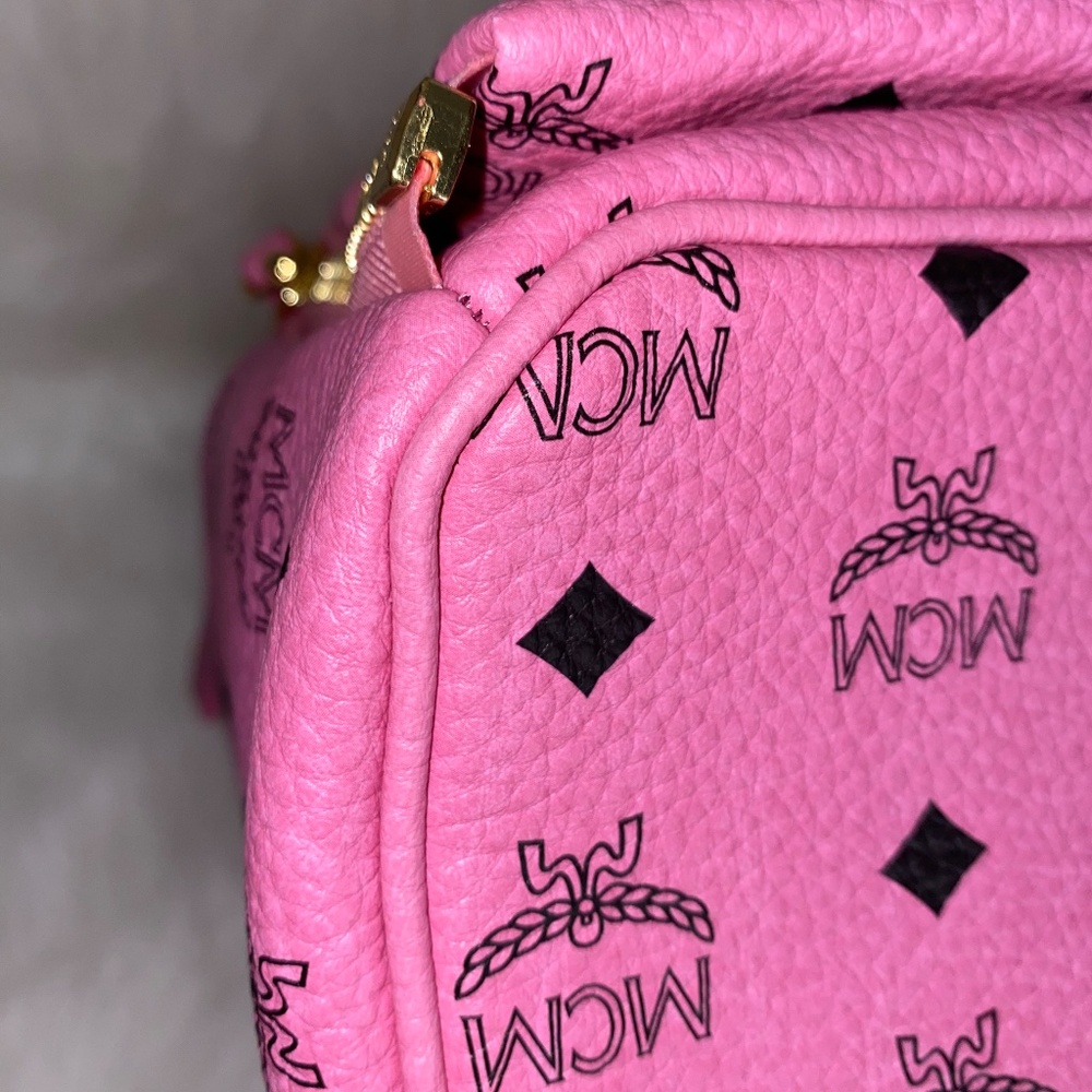 Mcm Pink Backpack Canvas Viseto Studs Preowned Au… - image 6